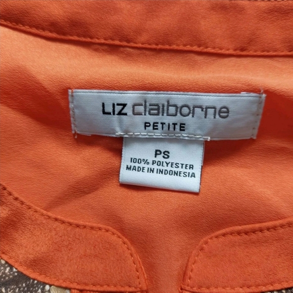 Liz Claiborne Women's Paisley Print Top orange and Brown Women's Long Sleeve S - Picture 7 of 7